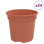 vidaXL Pot à fleurs rond 24 Pièces Rouge brique Ø 15 x 12 cm Plastique