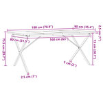 vidaXL Table à manger cadre en X 180x90x75 5 cm bois pin massif fonte