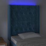vidaXL Tête de lit à LED Bleu foncé 83x16x118/128 cm Velours