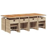 vidaXL Ensemble à manger de jardin et coussins 13 Pièces beige