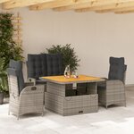 vidaXL Ensemble à manger jardin 4Pièces et coussins Gris Résine tressée