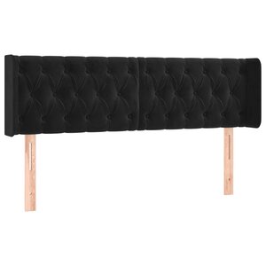 vidaXL Tête de lit avec oreilles Noir 163x16x78/88 cm Velours