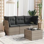 vidaXL Salon de jardin 4 Pièces avec coussins gris résine tressée