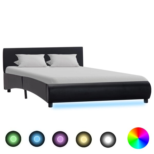 vidaXL Cadre de lit avec LED sans matelas noir 140x200 cm