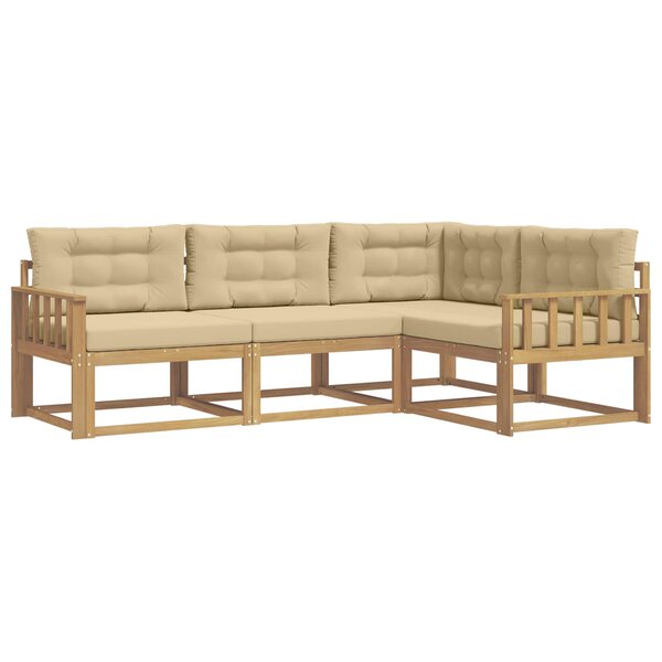 vidaXL Ensemble de canapés d'extérieur 3 pc Blanc et Beige Polyester