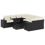 vidaXL Salon de jardin 9 Pièces avec coussins noir résine tressée