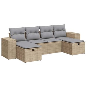 vidaXL Salon de jardin avec coussins 6 Pièces beige résine tressée