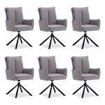 Lot 6 chaises oeuf modernes gris tissu