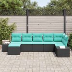 vidaXL Ensemble de canapé de jardin avec coussin 7 Pièces Noir polyrotin