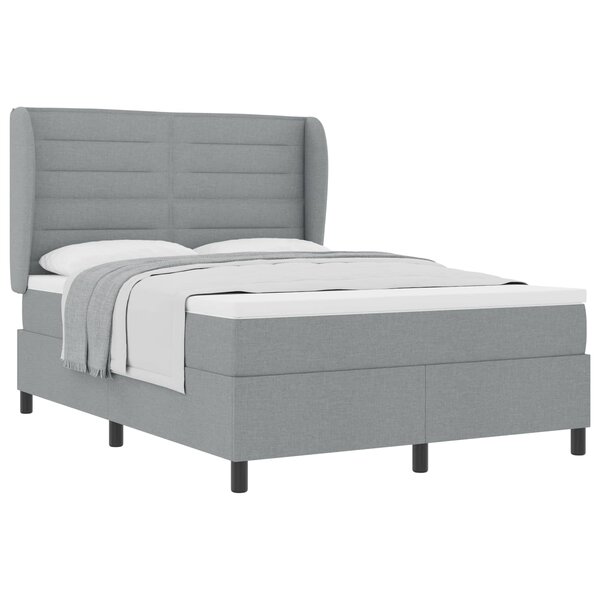 vidaXL Lit à ressorts avec matelas Gris clair 160 x 200 cm tissu