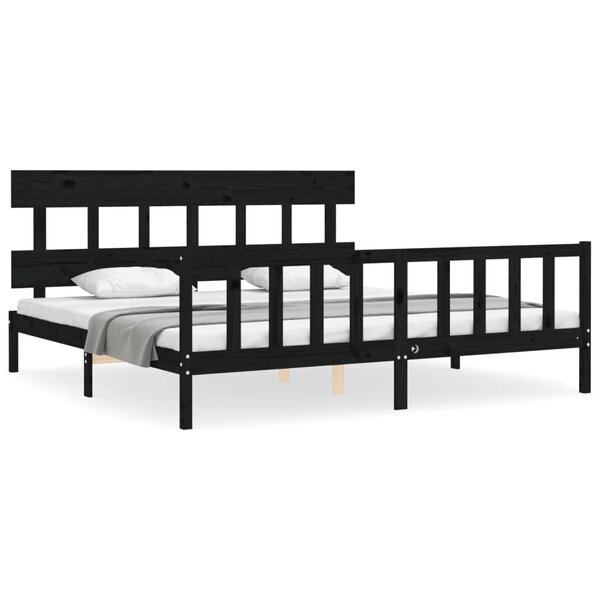 vidaXL Cadre de lit sans matelas noir 200x200 cm bois massif de pin
