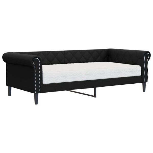 vidaXL Lit de jour avec matelas noir 90x200 cm similicuir