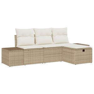 vidaXL Ensemble de canapé de jardin 4 pièces beige avec coussins en poly rotin