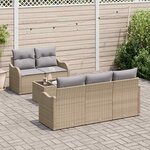 vidaXL Ensemble de canapé de jardin avec coussin 6 Pièces Beige et gris