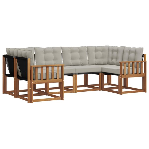 vidaXL Ensemble de canapés d'extérieur 6 pc Naturel et gris clair