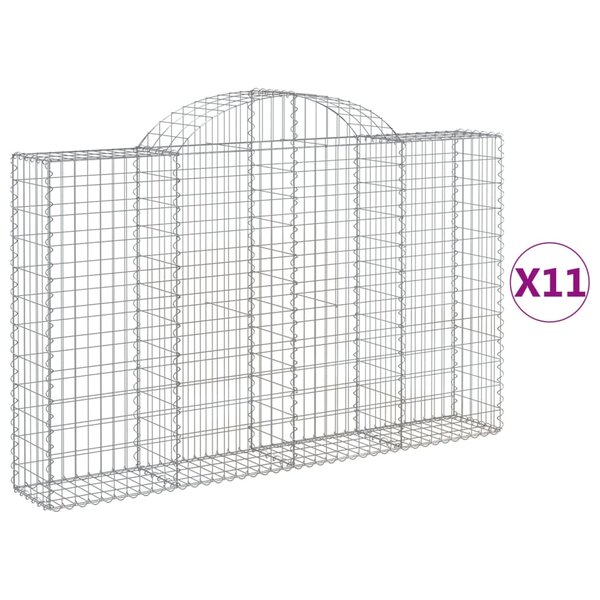 vidaXL Paniers à gabions arqués 11 Pièces 200x30x120/140 cm Fer galvanisé