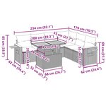 vidaXL Salon de jardin avec coussins 7 Pièces noir résine tressée acacia