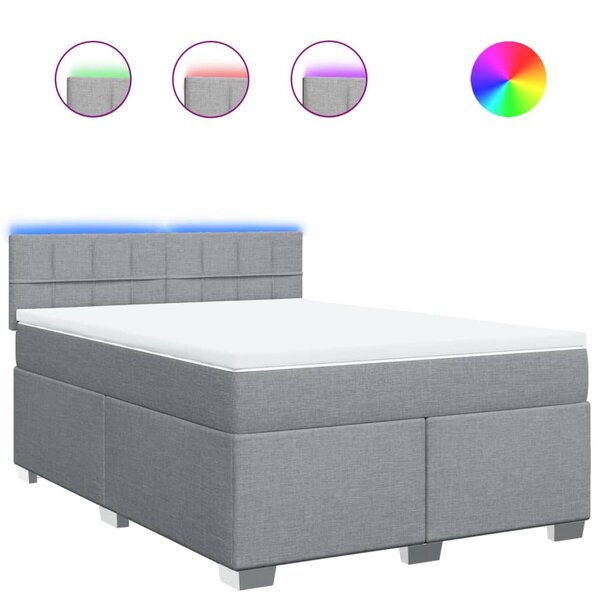 vidaXL Sommier à lattes de lit avec matelas Gris clair 140x190cm Tissu