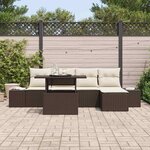vidaXL Ensemble de canapé de jardin 6 Pièces Marron et Crème polyrotin