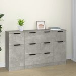 vidaXL Ensemble de buffets 3 Pièces Gris béton Bois d'ingénierie