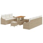vidaXL Ensemble de canapé de jardin 10 pièces avec coussins beige poly rattan