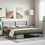 vidaXL Cadre de lit métal sans matelas et tête de lit noir 180x200 cm