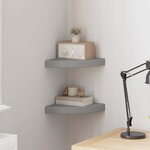 vidaXL Étagères d'angle flottantes 2 Pièces gris 25x25x3 8 cm MDF