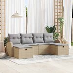 vidaXL Ensemble de canapé de jardin 6 Pièces Beige Poly rotin