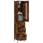 vidaXL Buffet haut Chêne fumé 34 5x34x180 cm Bois d'ingénierie