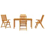 Ensemble de salle à manger de jardin 5 pièces en bois d'acacia solide pliable