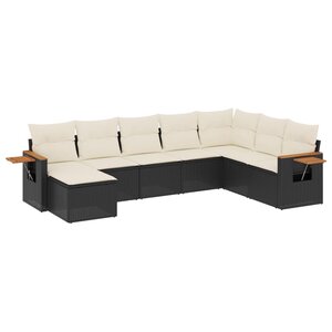 vidaXL Salon de jardin 8 Pièces avec coussins noir résine tressée