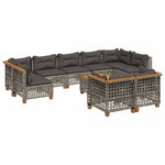 vidaXL Salon de jardin avec coussins 10 Pièces gris résine tressée