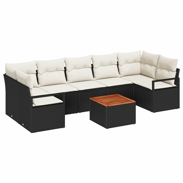 vidaXL Ensemble de canapé de jardin 8 Pièces Noir  blanc