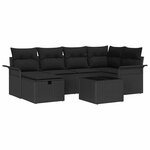 vidaXL Ensemble de canapé de jardin 7 Pièces Noir 242.5 x 132.5 x 85 cm