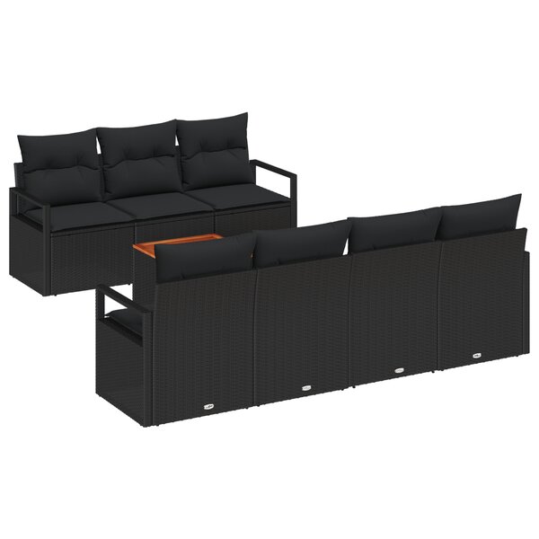 Ensemble de canapés de jardin 8 pièces vidaXL avec coussins en poly rattan noir acacia