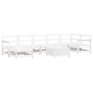 vidaXL Salon de jardin 8 Pièces blanc bois de pin massif