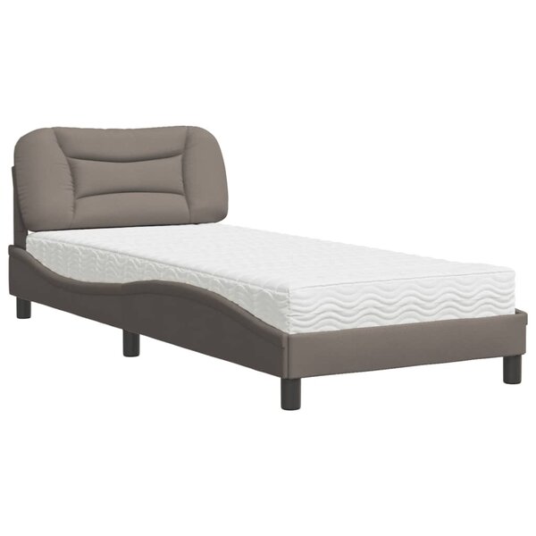 vidaXL Lit avec matelas Hvar taupe 90x200 cm tissu