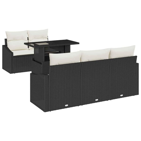 vidaXL Ensemble de canapé de jardin 6 Pièces Noir Poly rotin