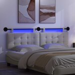 vidaXL Tête de lit suspendue Avec lumière LED Blanc Simili cuir