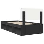 vidaXL Cadre de lit avec tête de lit Noir 75 x 190 cm Pin massif