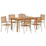 vidaXL Ensemble de salle à manger pour jardin 7 Pièces Beige Poly rotin