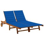 vidaXL Chaise longue de jardin 2 places avec coussins Acacia solide