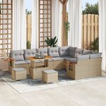 Ensemble de Canapés de Jardin de 12 Pièces avec Coussins Beige Rattan Poly Acacia