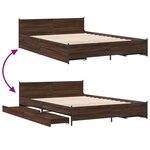 vidaXL Cadre de lit et tiroirs chêne marron 120x200 cm bois ingénierie