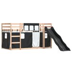 vidaXL Lit superposé sans matelas avec toboggan blanc noir 90x190 cm