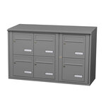 Bloc collectif Leabox 3x2  grade 3  simple face  extérieur  fixation murale  gris poussière ral 7037 finition brillante
