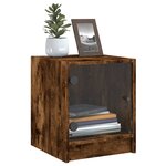vidaXL Tables de chevet et portes vitrées 2 Pièces chêne fumé 35x37x42 cm