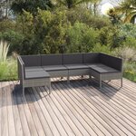 vidaXL Salon de jardin 6 Pièces avec coussins résine tressée gris