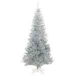 vidaXL Sapin de Noël artificiel avec support argenté 240 cm PET