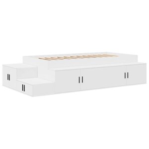 vidaXL Cadre de lit avec rangement Blanc 80 cm Bois d'ingénierie